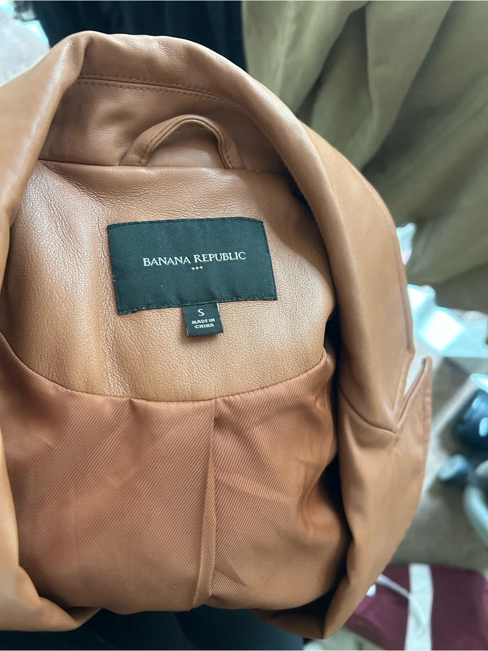Banana Republic Tan Leather Trench Coat - Picture 5 of 5